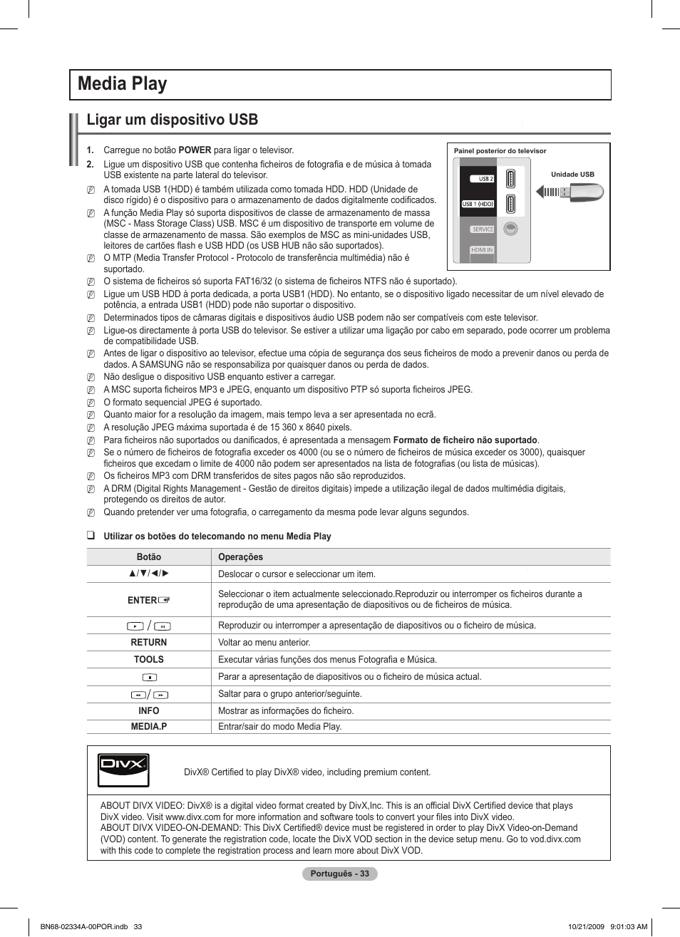 Media play, Ligar um dispositivo usb | Samsung PS58B850Y1P User Manual | Page 471 / 655