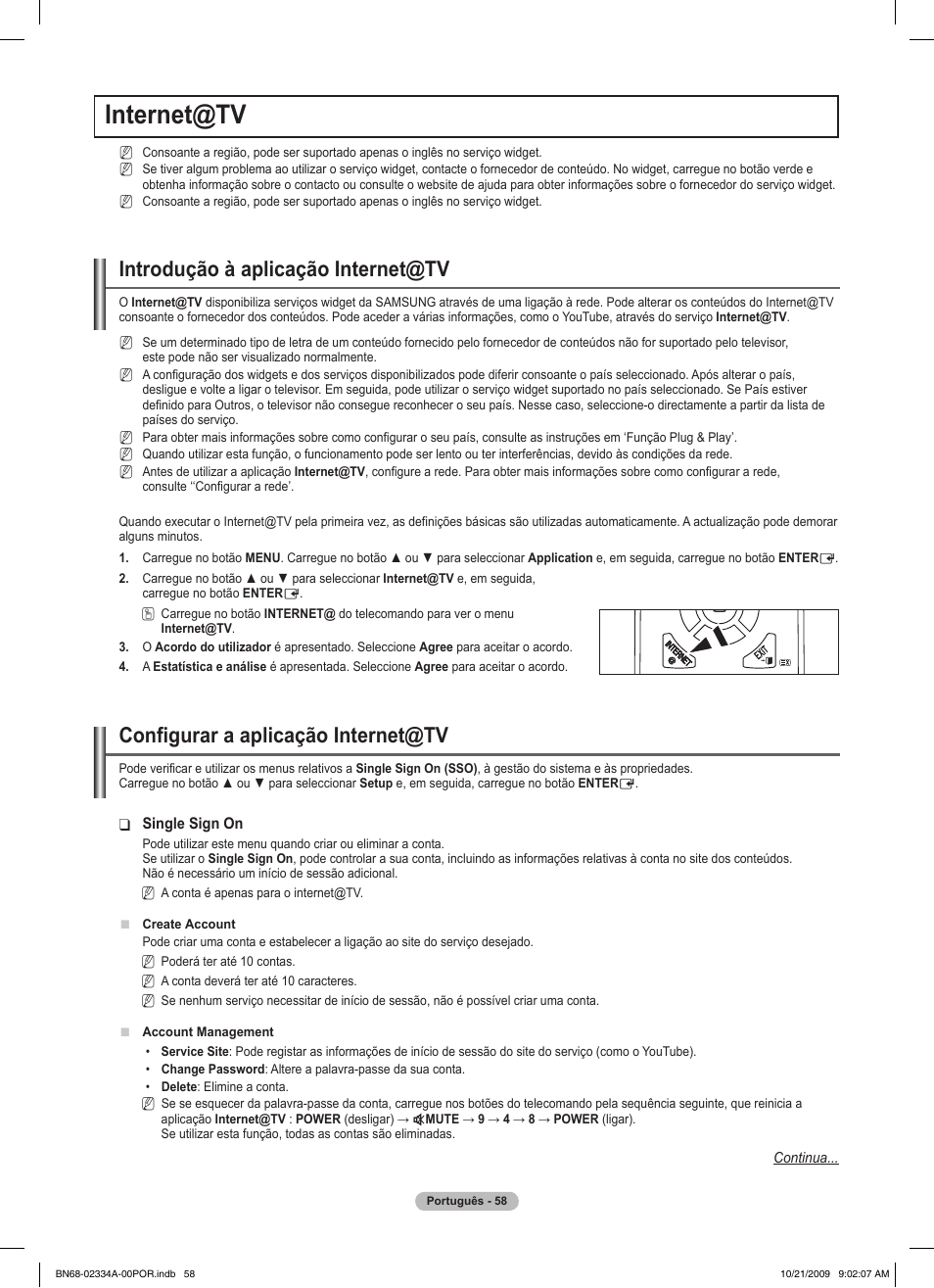 Internet@tv, Introdução à aplicação internet@tv, Configurar a aplicação internet@tv | Samsung PS58B850Y1P User Manual | Page 496 / 655