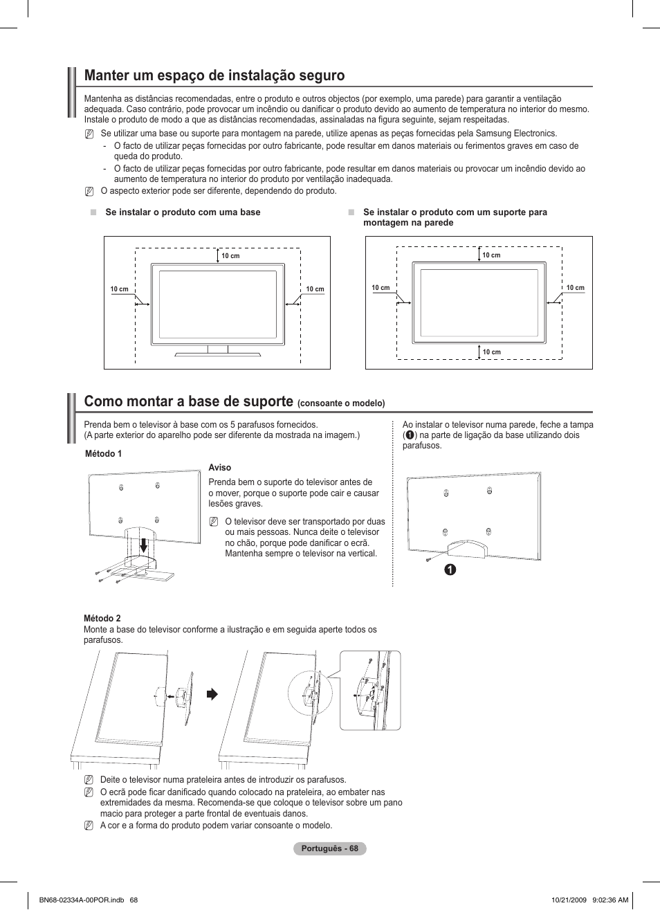 Manter um espaço de instalação seguro, Como montar a base de suporte | Samsung PS58B850Y1P User Manual | Page 506 / 655