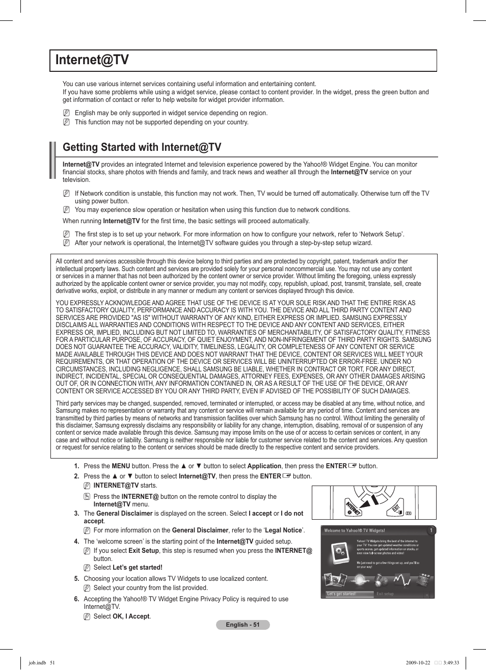 Internet@tv, Getting started with internet@tv | Samsung PS58B850Y1P User Manual | Page 51 / 655