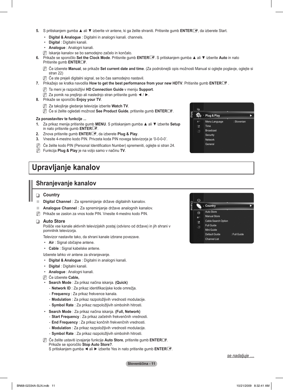 Upravljanje kanalov, Shranjevanje kanalov | Samsung PS58B850Y1P User Manual | Page 520 / 655