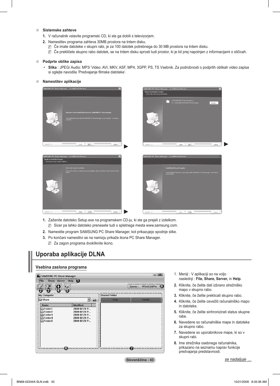 Uporaba aplikacije dlna | Samsung PS58B850Y1P User Manual | Page 552 / 655