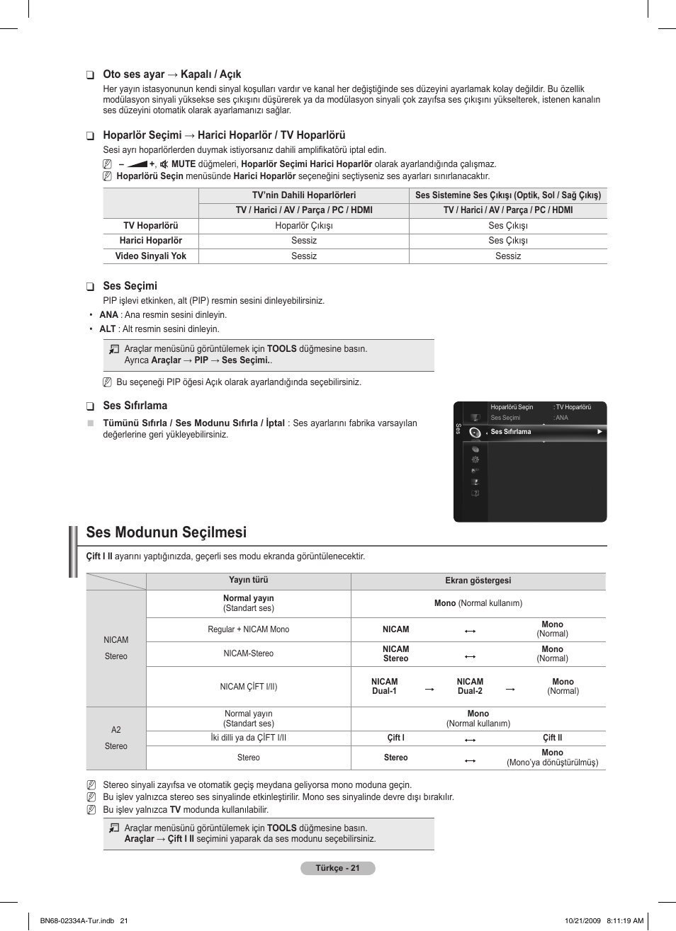 Ses modunun seçilmesi | Samsung PS58B850Y1P User Manual | Page 601 / 655