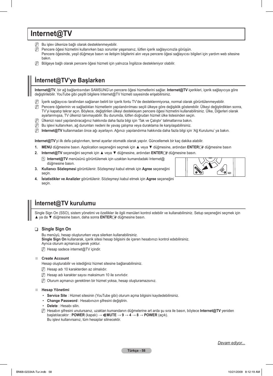 Internet@tv, Internet@tv’ye başlarken, Internet@tv kurulumu | Samsung PS58B850Y1P User Manual | Page 638 / 655