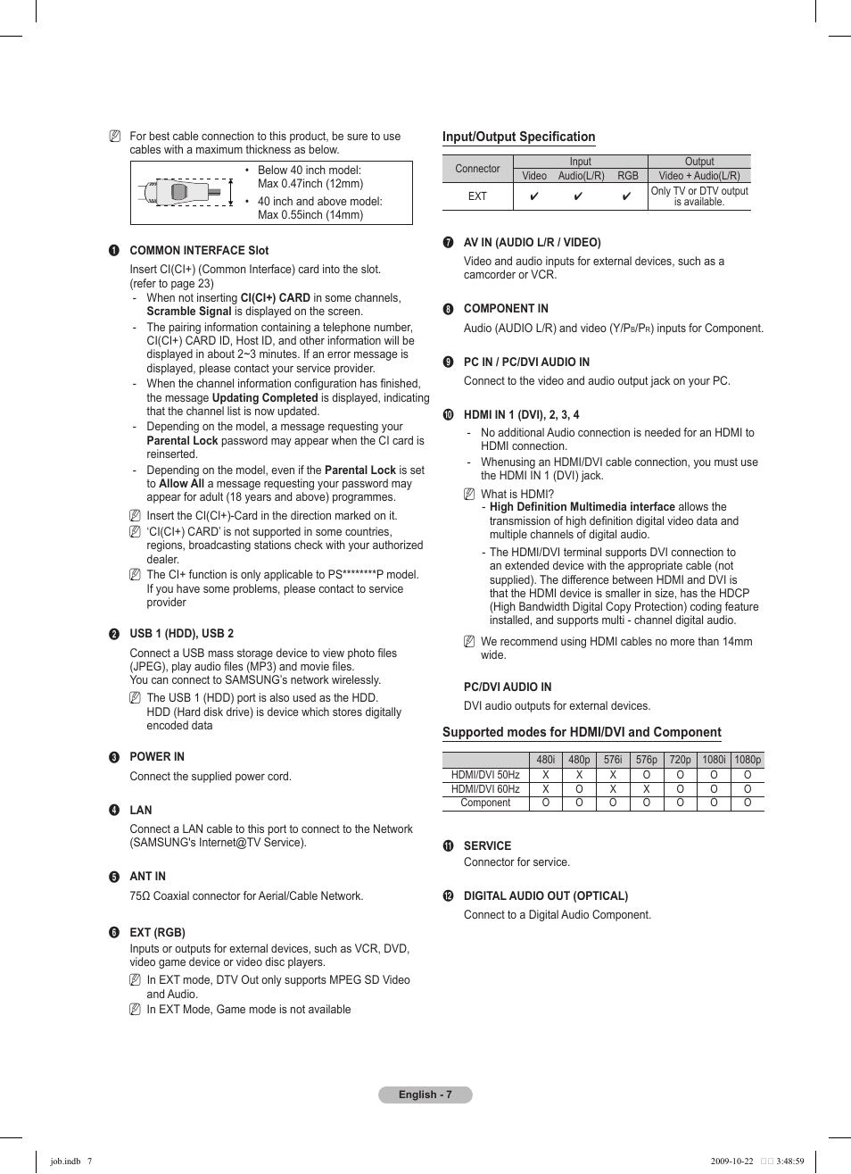 Samsung PS58B850Y1P User Manual | Page 7 / 655