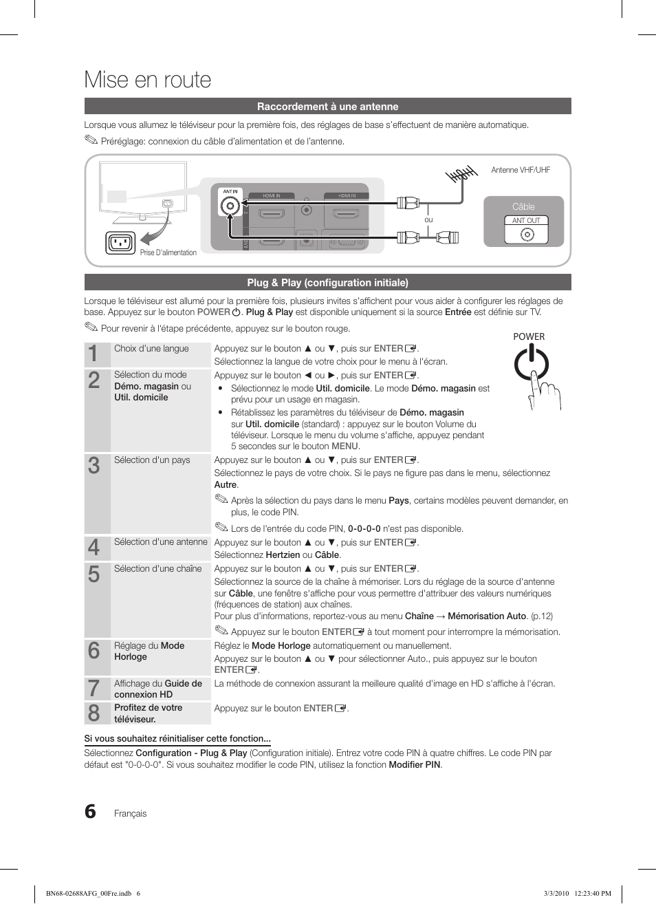 Mise en route | Samsung LE37C550J1W User Manual | Page 102 / 194