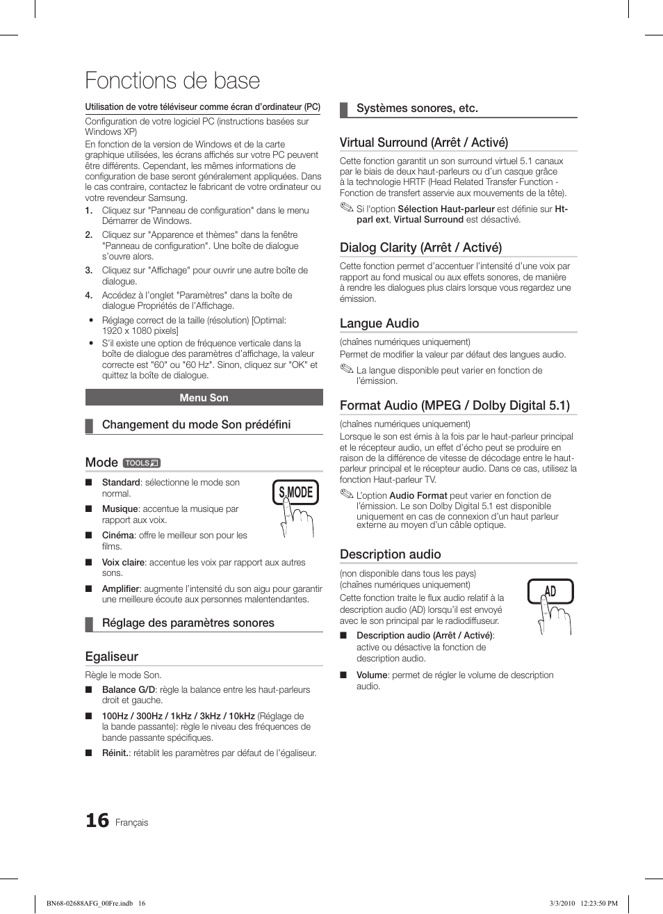 Fonctions de base, Subt. dual i-ii p.mode s.mode source, Hdmi | Ch list | Samsung LE37C550J1W User Manual | Page 112 / 194