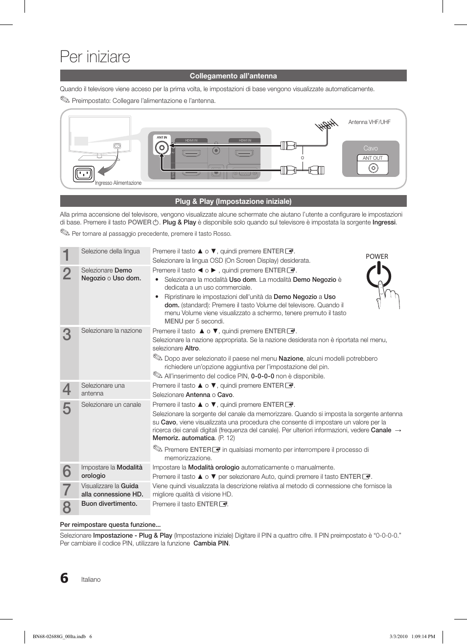 Per iniziare | Samsung LE37C550J1W User Manual | Page 150 / 194