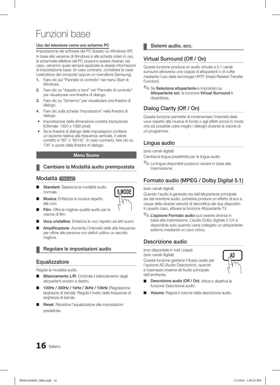 Funzioni base, Subt. dual i-ii p.mode s.mode source, Hdmi | Samsung LE37C550J1W User Manual | Page 160 / 194