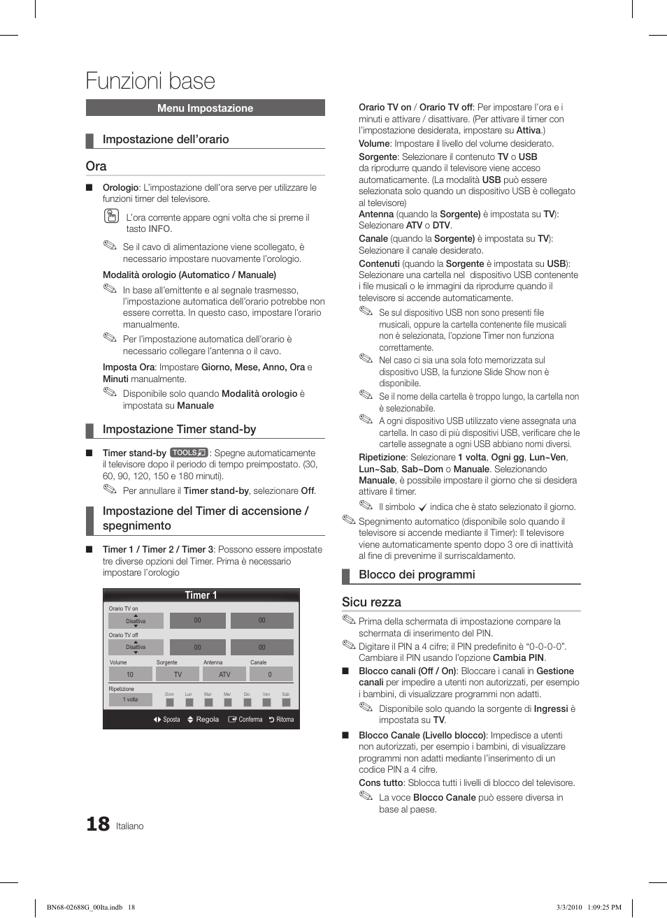 Funzioni base, Sicu rezza | Samsung LE37C550J1W User Manual | Page 162 / 194