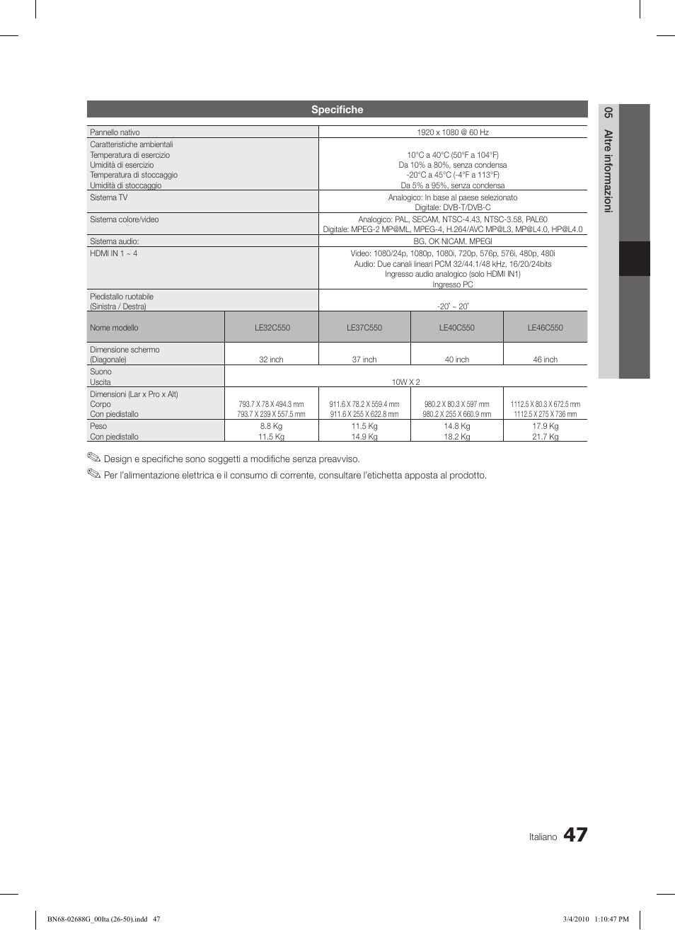 Samsung LE37C550J1W User Manual | Page 191 / 194