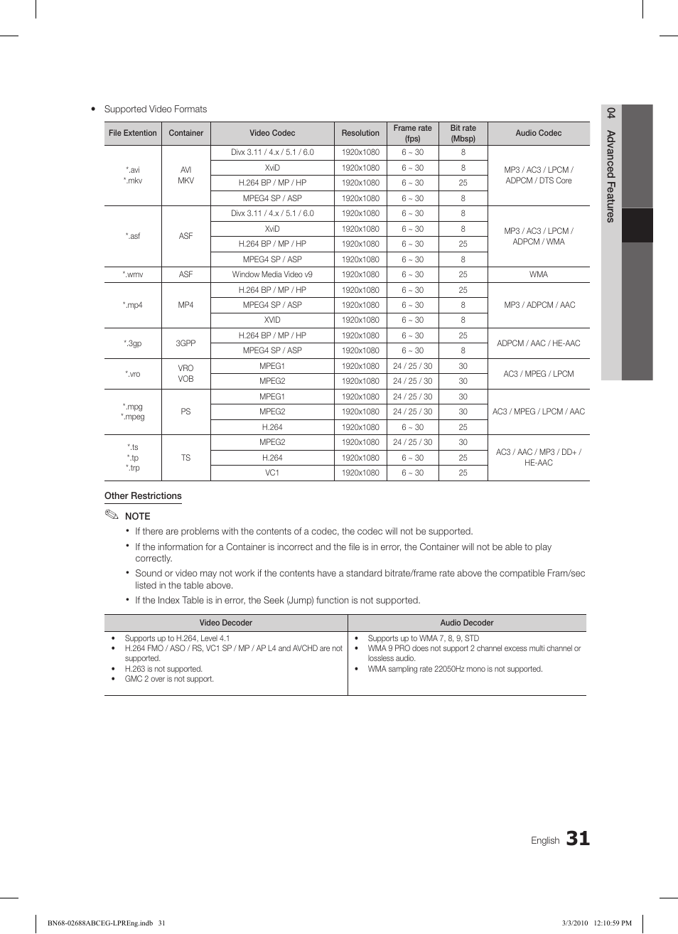 Samsung LE37C550J1W User Manual | Page 31 / 194