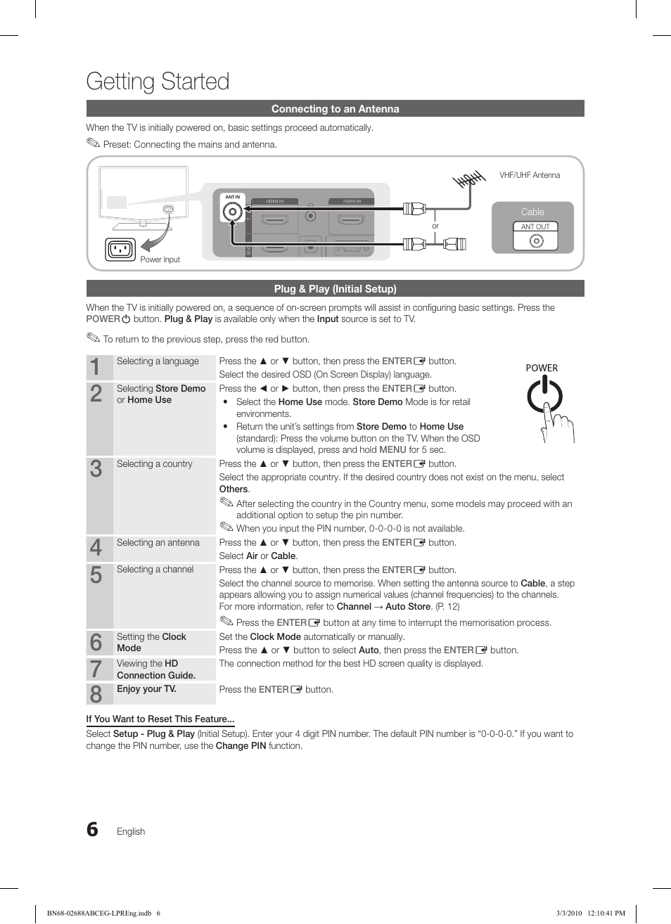Getting started | Samsung LE37C550J1W User Manual | Page 6 / 194