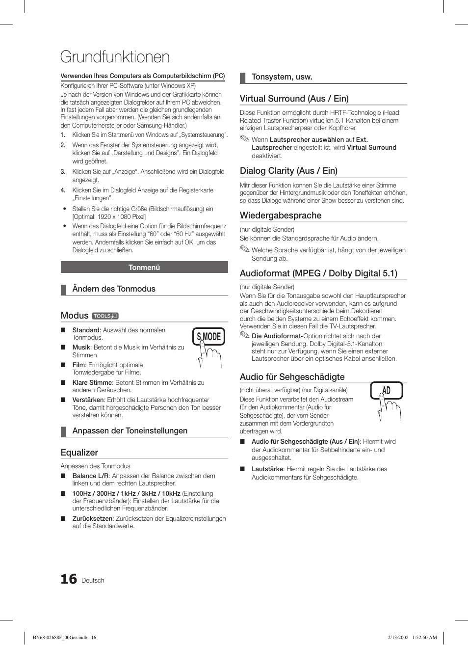 Grundfunktionen, Subt. dual i-ii p.mode s.mode source, Hdmi | Ch list | Samsung LE37C550J1W User Manual | Page 64 / 194