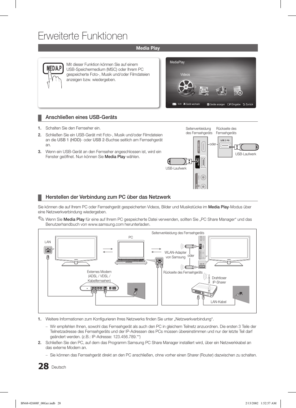 Erweiterte funktionen | Samsung LE37C550J1W User Manual | Page 76 / 194