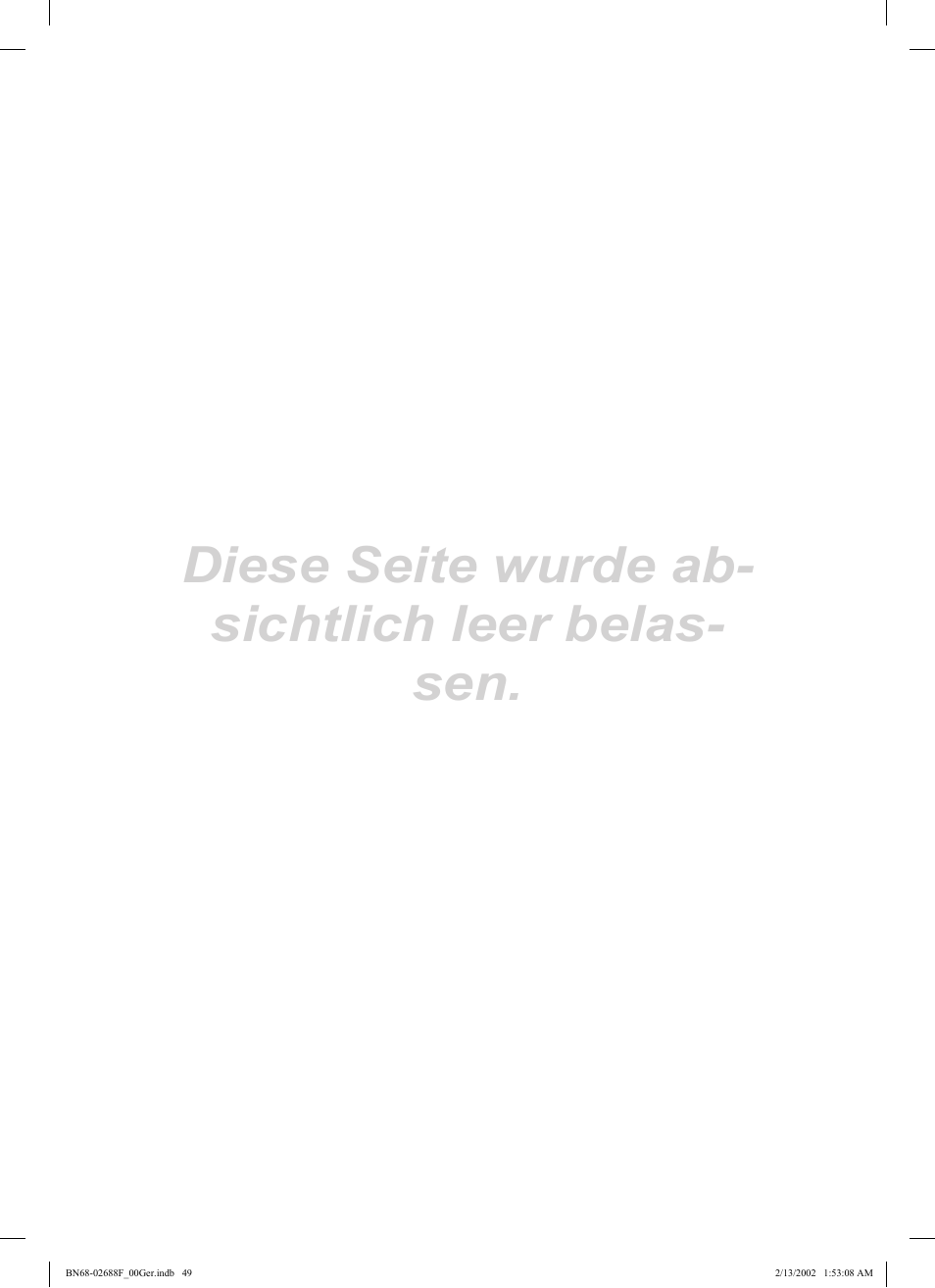 Diese seite wurde ab- sichtlich leer belas- sen | Samsung LE37C550J1W User Manual | Page 97 / 194