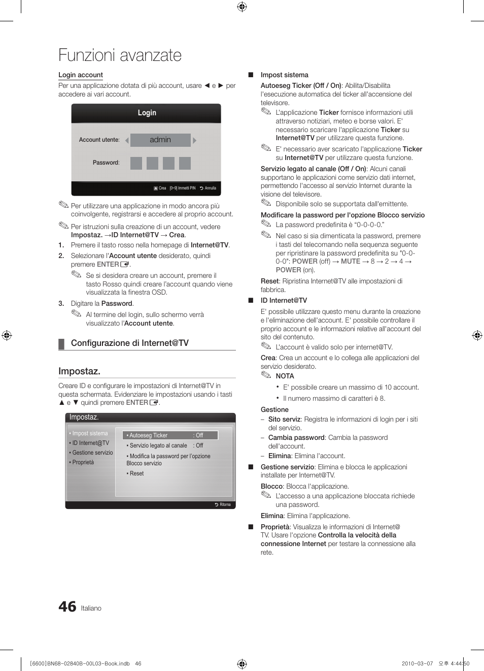 Funzioni avanzate, Impostaz | Samsung UE32C6600UP User Manual | Page 106 / 181