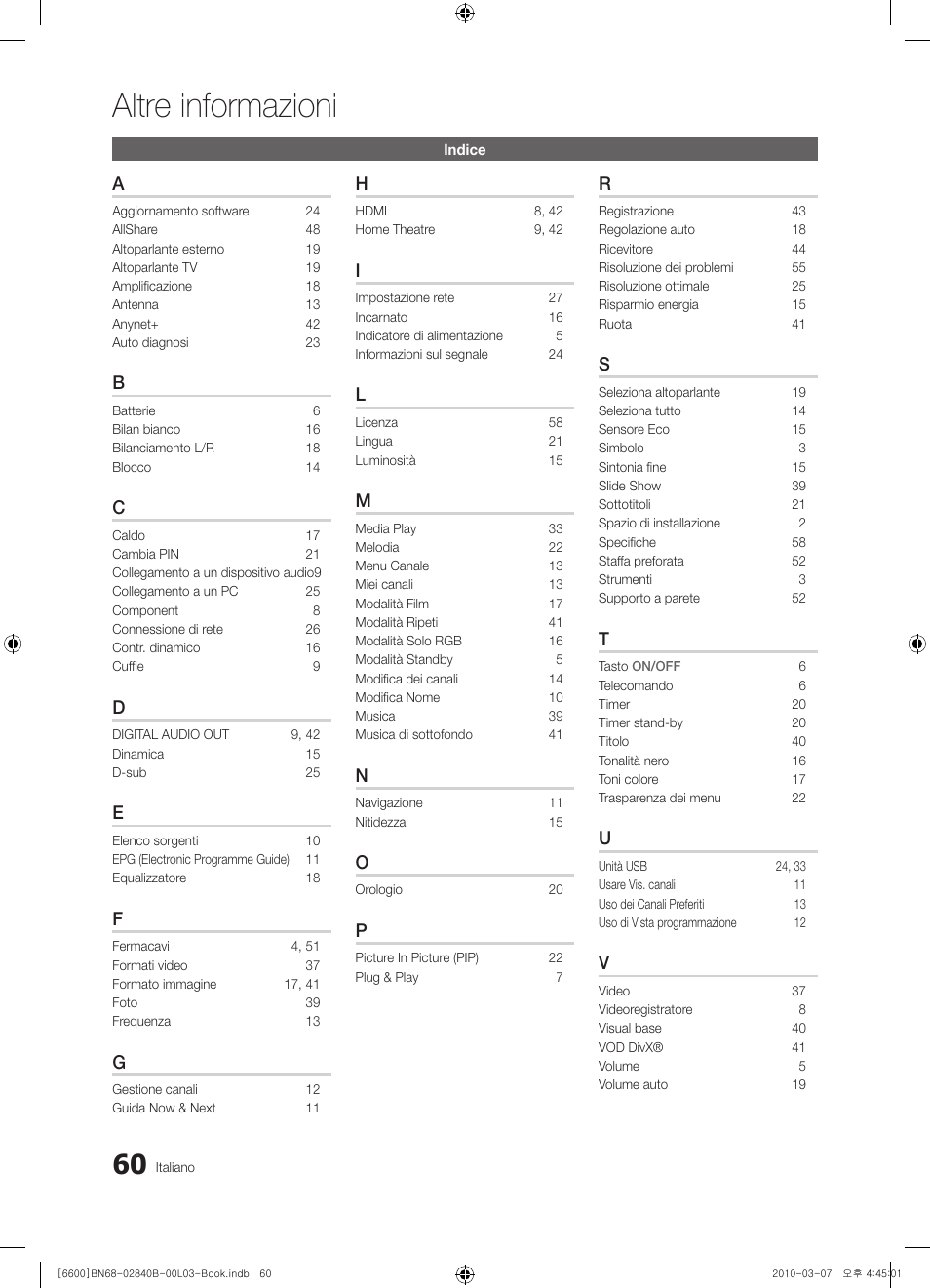 Altre informazioni | Samsung UE32C6600UP User Manual | Page 120 / 181