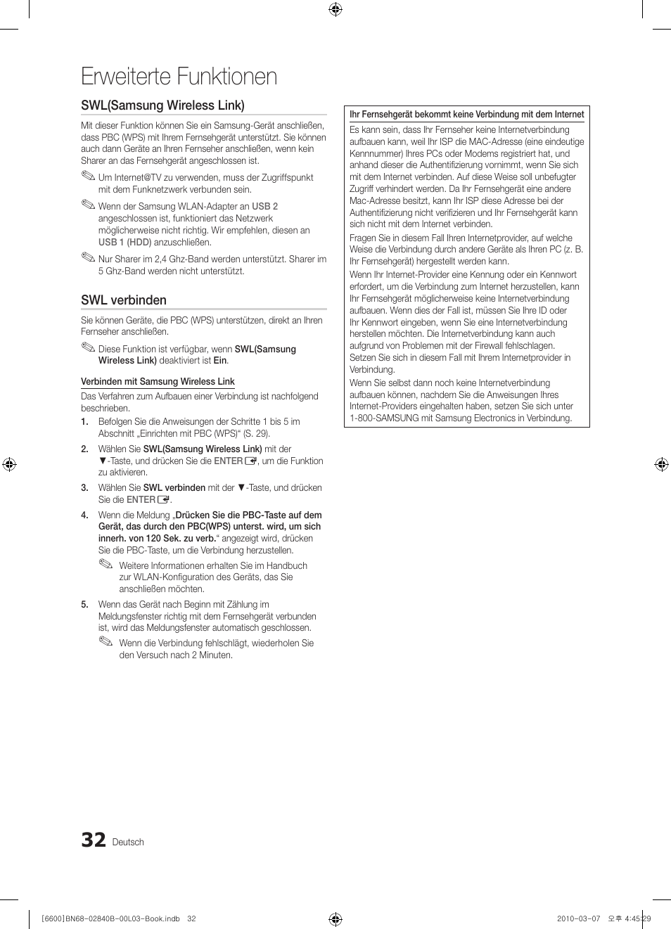 Erweiterte funktionen | Samsung UE32C6600UP User Manual | Page 152 / 181