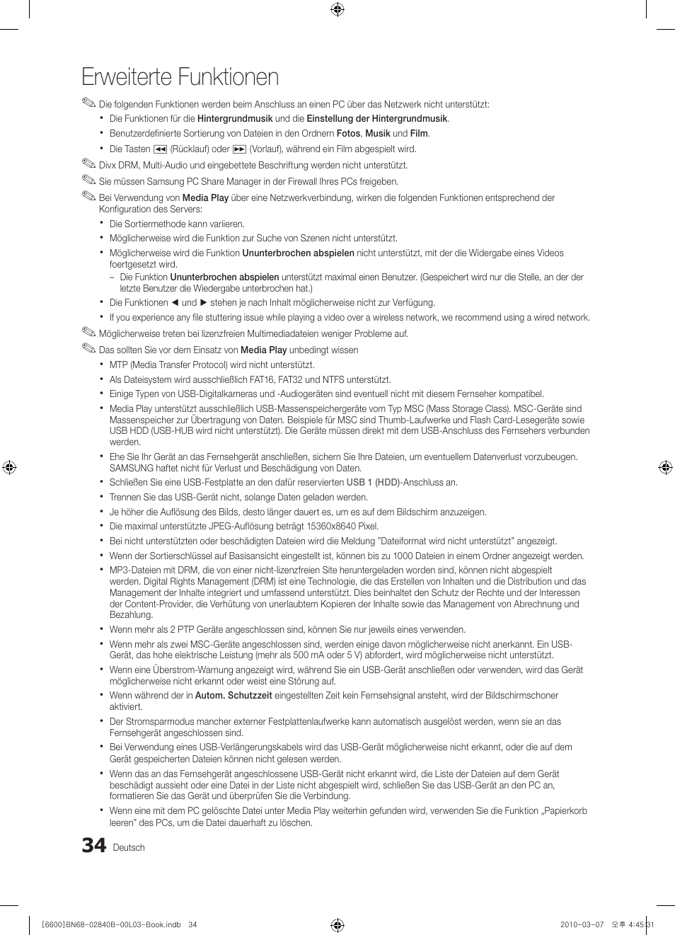 Erweiterte funktionen | Samsung UE32C6600UP User Manual | Page 154 / 181