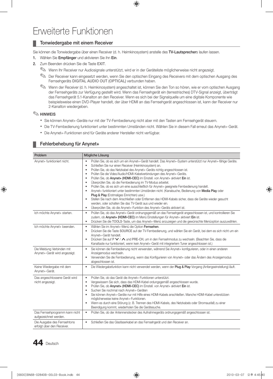 Erweiterte funktionen | Samsung UE32C6600UP User Manual | Page 164 / 181