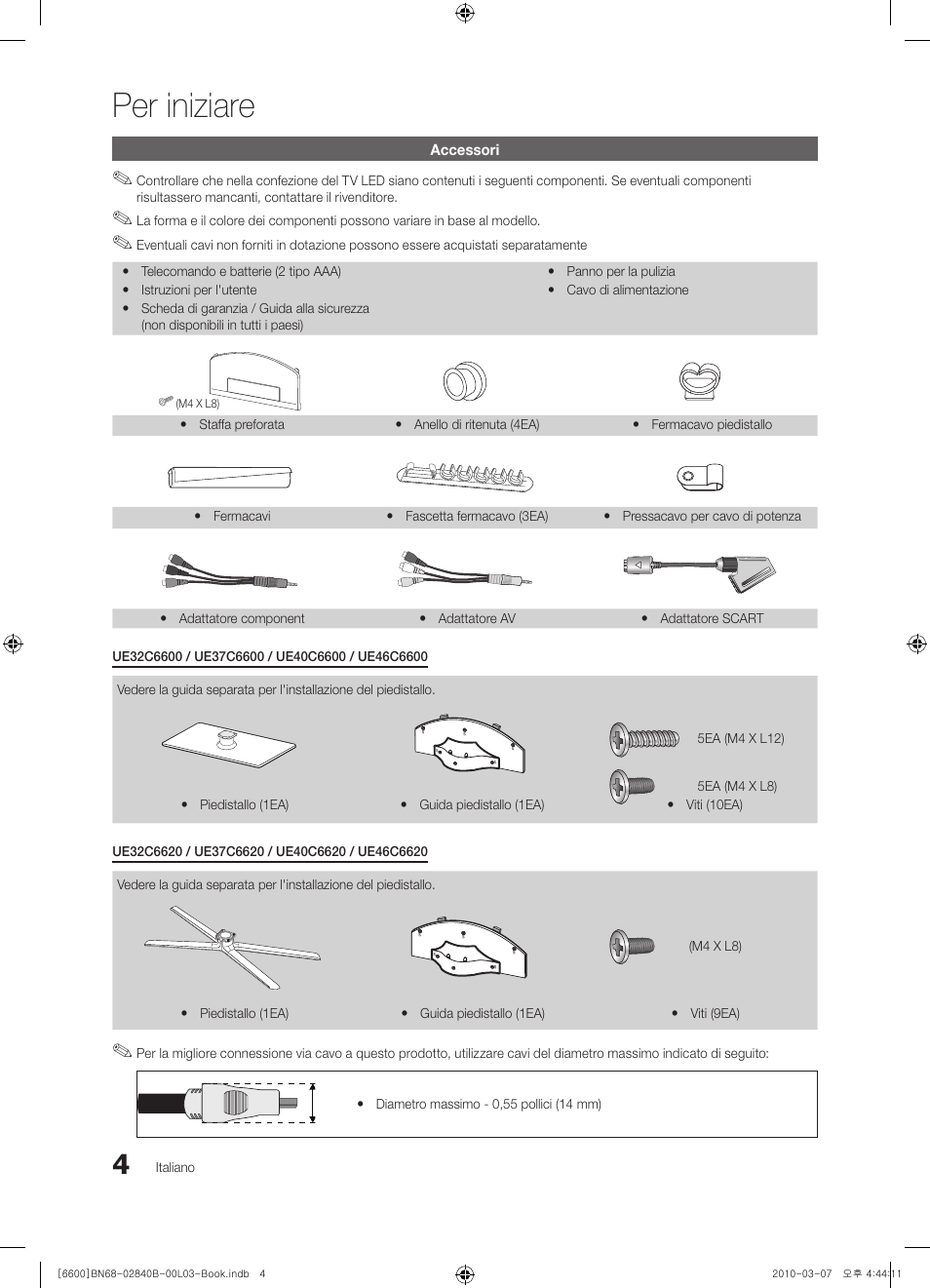 Per iniziare | Samsung UE32C6600UP User Manual | Page 64 / 181