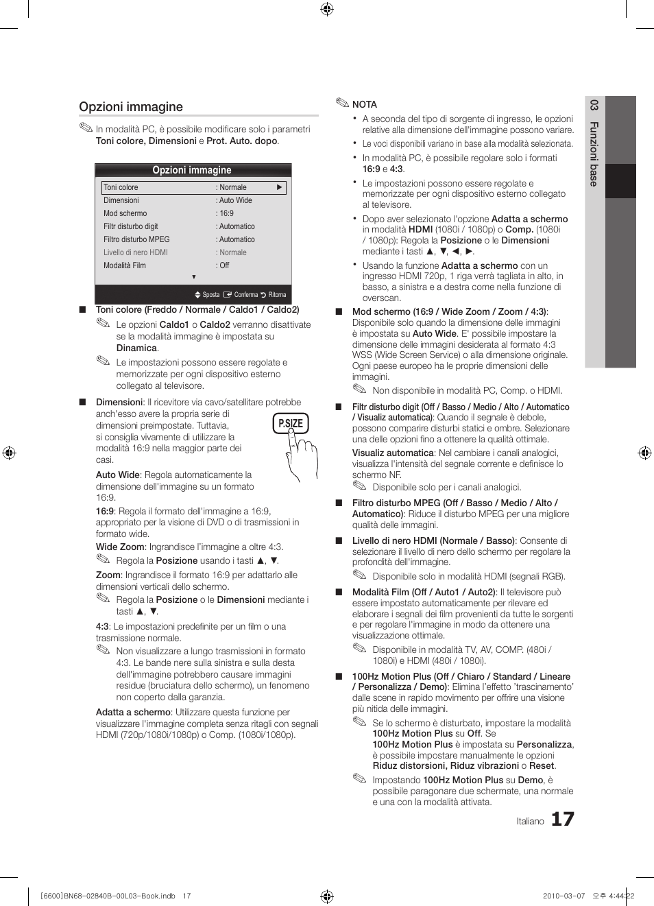 Opzioni immagine | Samsung UE32C6600UP User Manual | Page 77 / 181