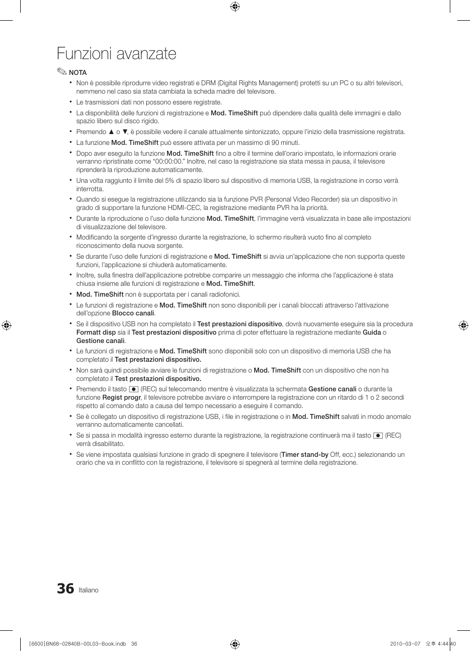 Funzioni avanzate | Samsung UE32C6600UP User Manual | Page 96 / 181