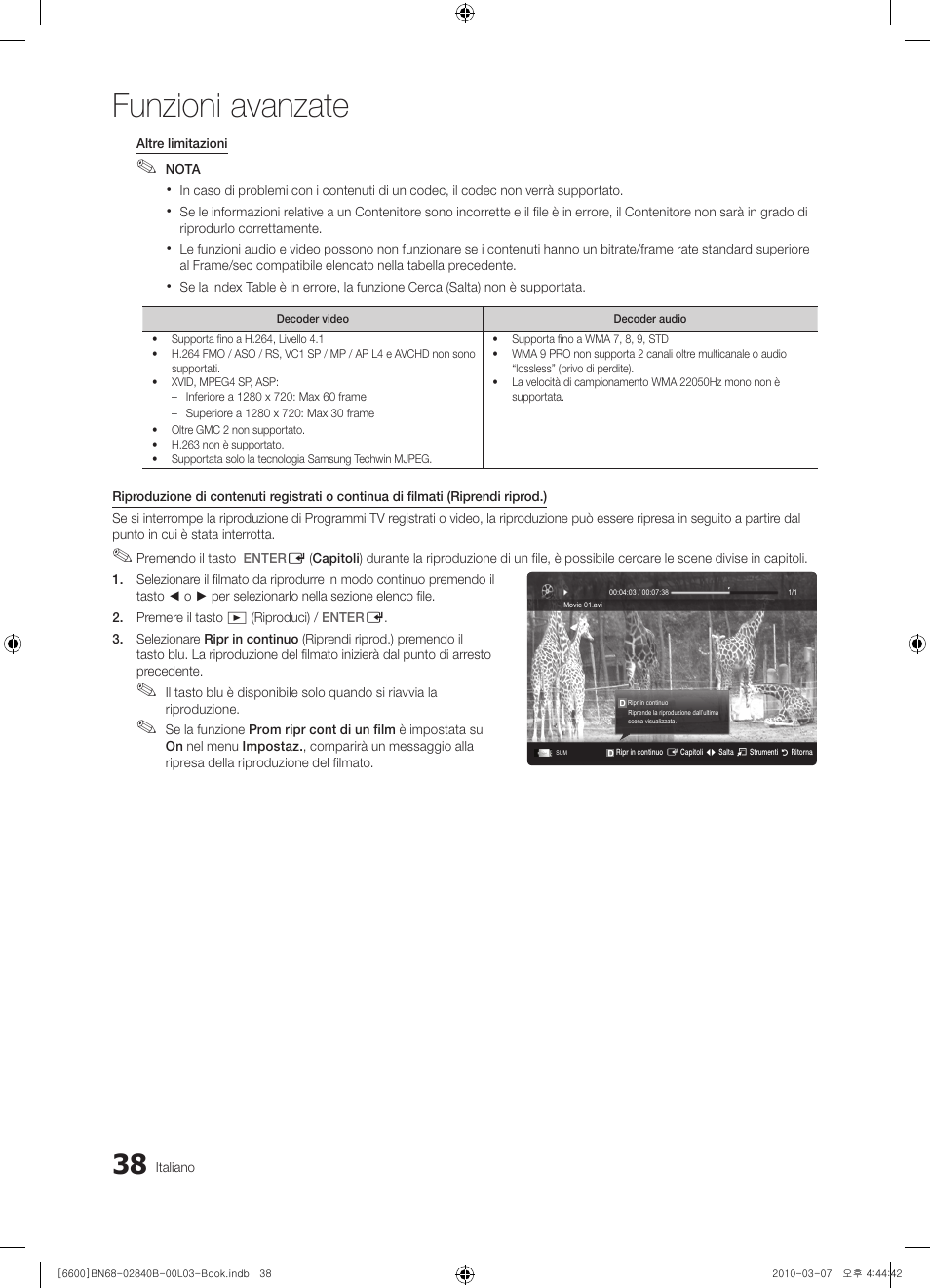 Funzioni avanzate | Samsung UE32C6600UP User Manual | Page 98 / 181