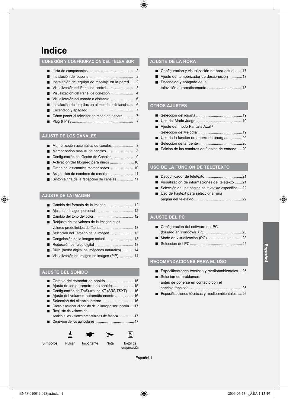 Indice | Samsung LE32S71B User Manual | Page 107 / 187