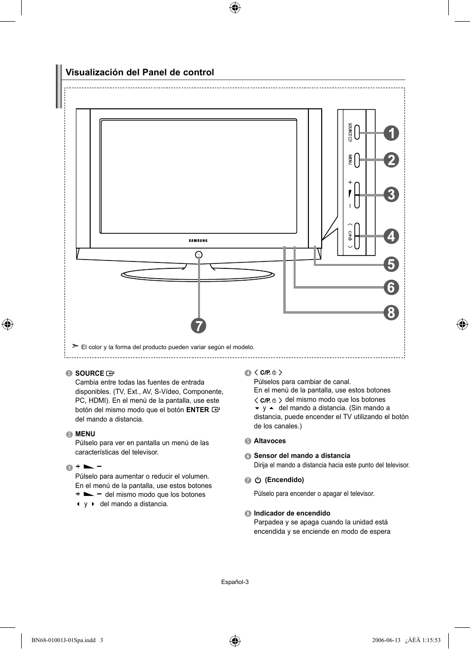 Visualización del panel de control | Samsung LE32S71B User Manual | Page 109 / 187