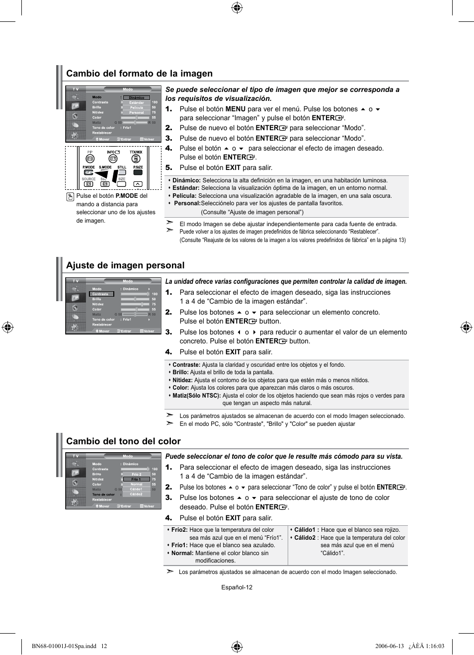 Cambio del tono del color | Samsung LE32S71B User Manual | Page 118 / 187