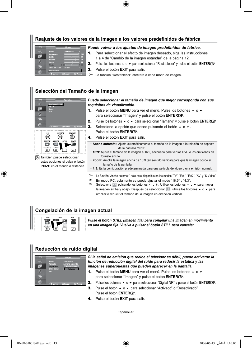 Reducción de ruido digital | Samsung LE32S71B User Manual | Page 119 / 187