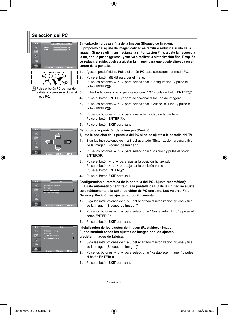 Selección del pc | Samsung LE32S71B User Manual | Page 130 / 187