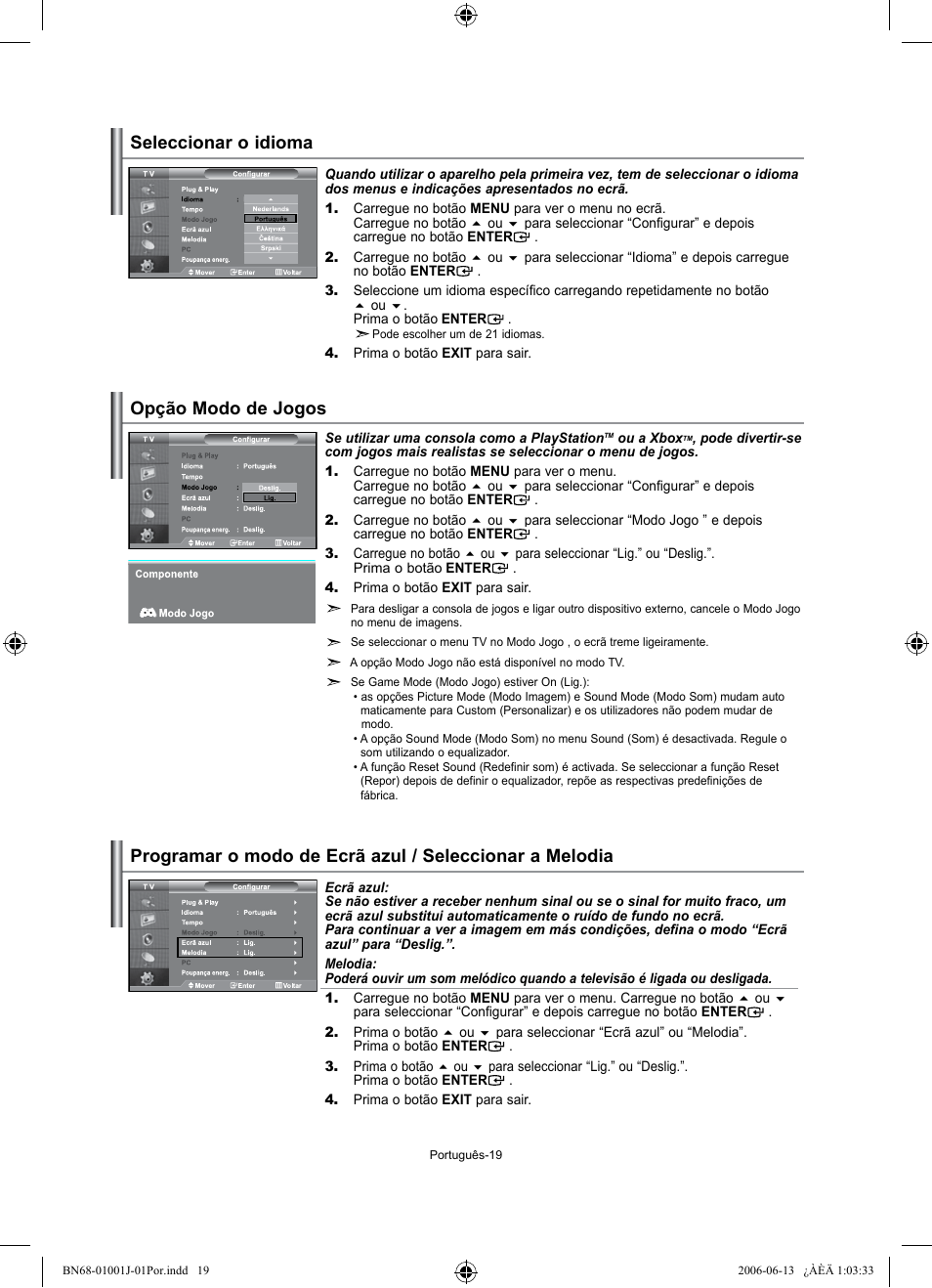 Opção modo de jogos | Samsung LE32S71B User Manual | Page 151 / 187