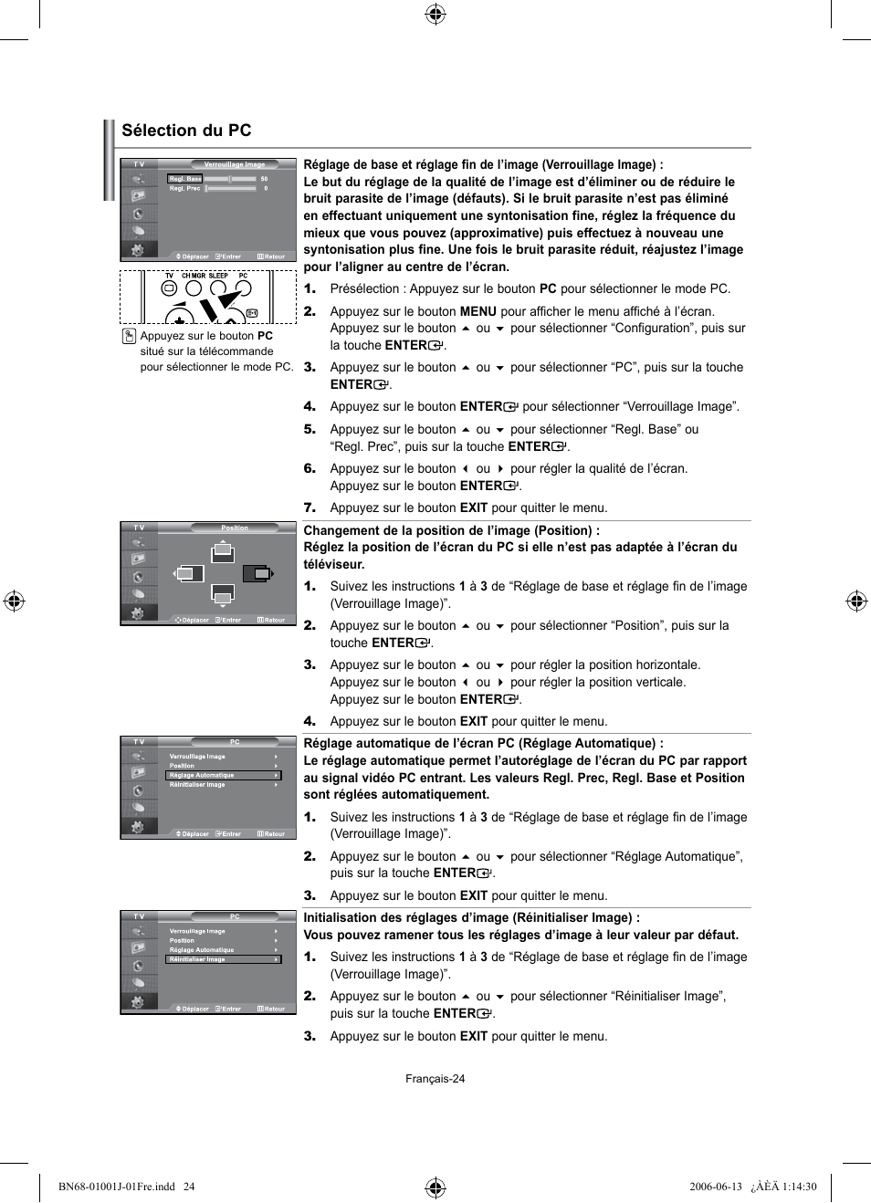 Sélection du pc | Samsung LE32S71B User Manual | Page 52 / 187