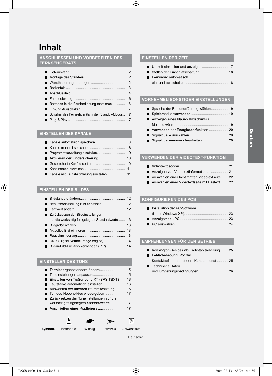 Inhalt | Samsung LE32S71B User Manual | Page 55 / 187