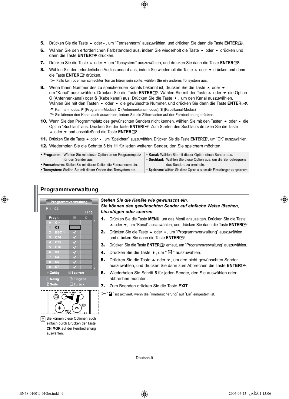 Programmverwaltung | Samsung LE32S71B User Manual | Page 63 / 187