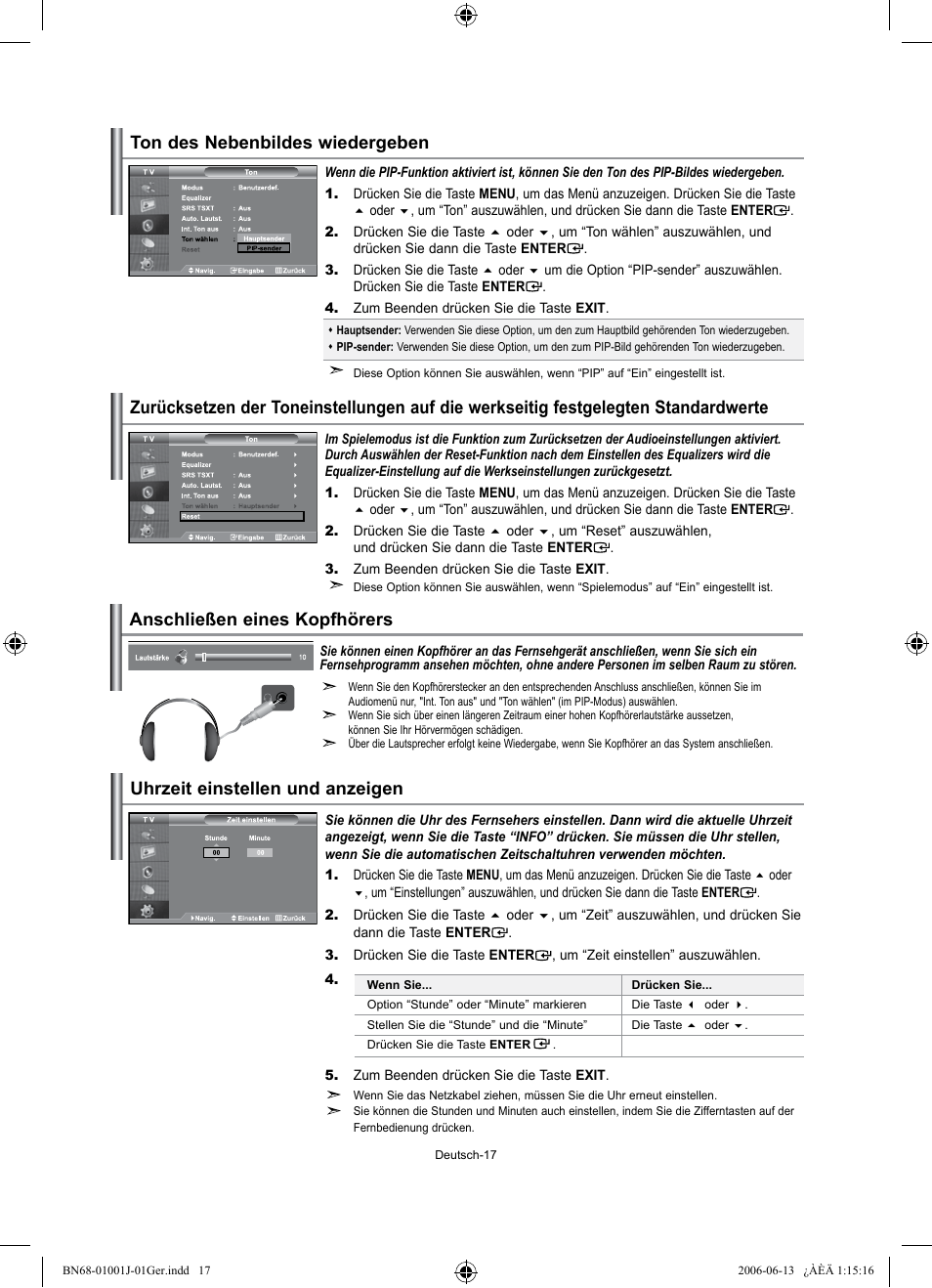 Ton des nebenbildes wiedergeben, Anschließen eines kopfhörers | Samsung LE32S71B User Manual | Page 71 / 187