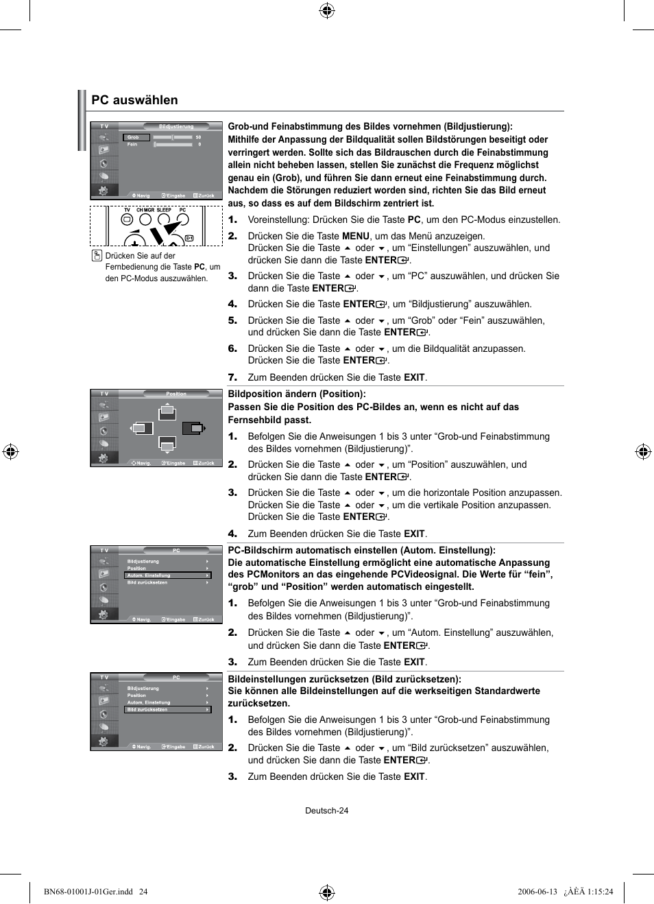 Pc auswählen | Samsung LE32S71B User Manual | Page 78 / 187
