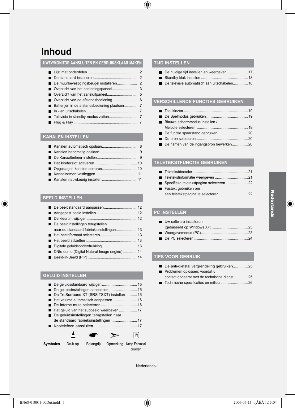 Inhoud | Samsung LE32S71B User Manual | Page 81 / 187