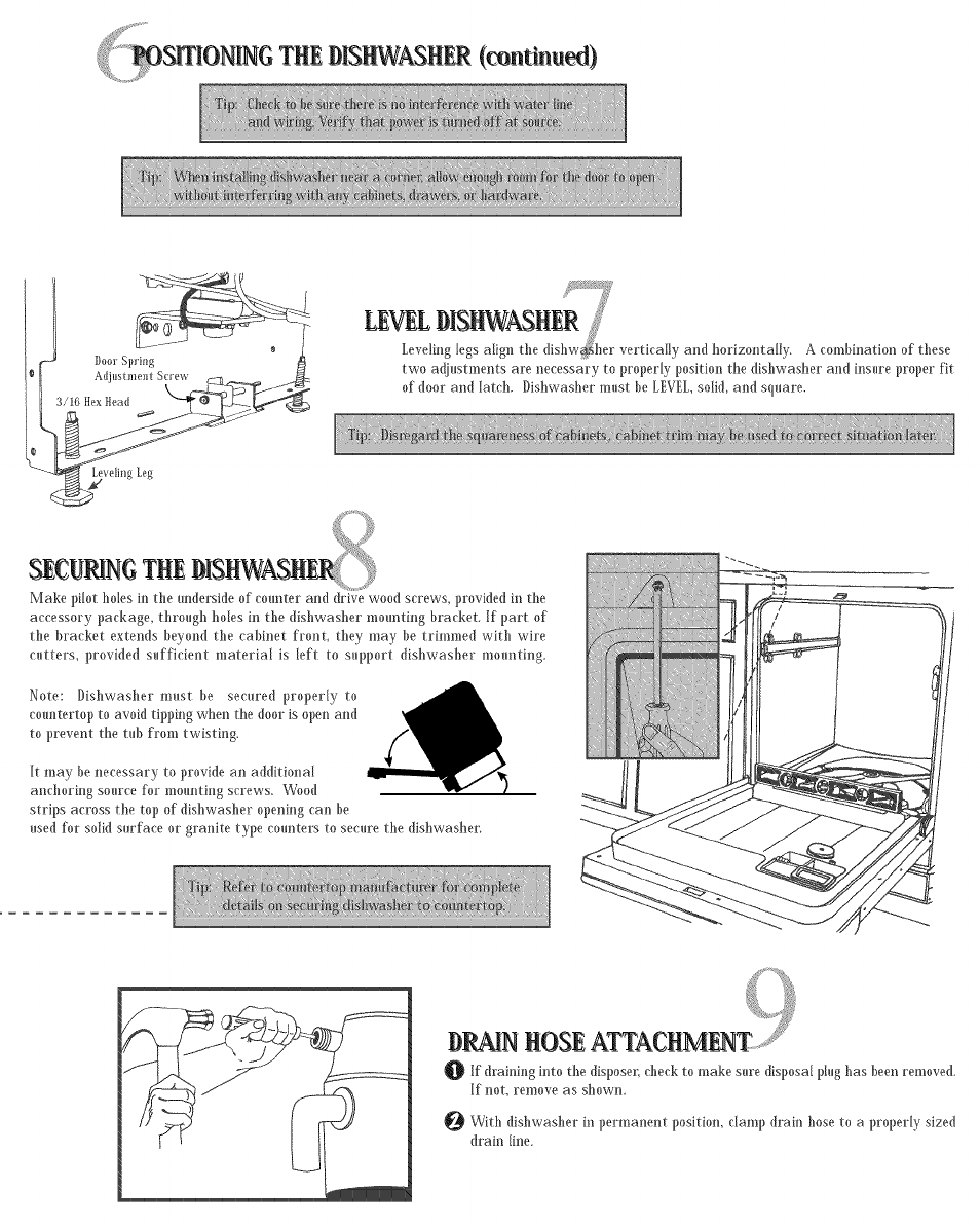 Posmonwc; ras, Tinued), Dishwashbr | Le¥el wsiwasiir, The ilslwasll-: h, Imii losi attachmini | Amana L0503010 User Manual | Page 4 / 6