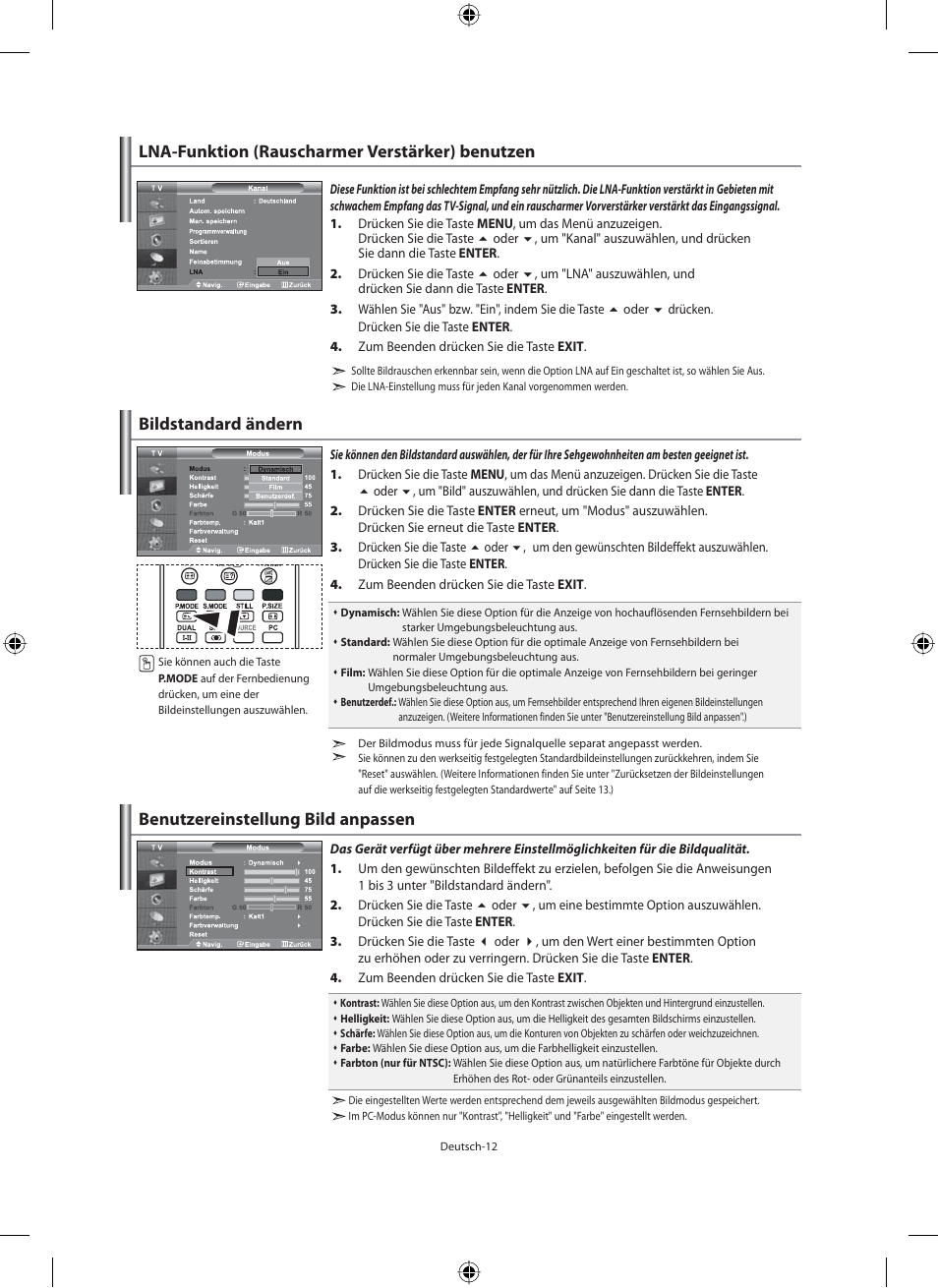 Lna-funktion (rauscharmer verstärker) benutzen | Samsung LE46F71B User Manual | Page 102 / 312