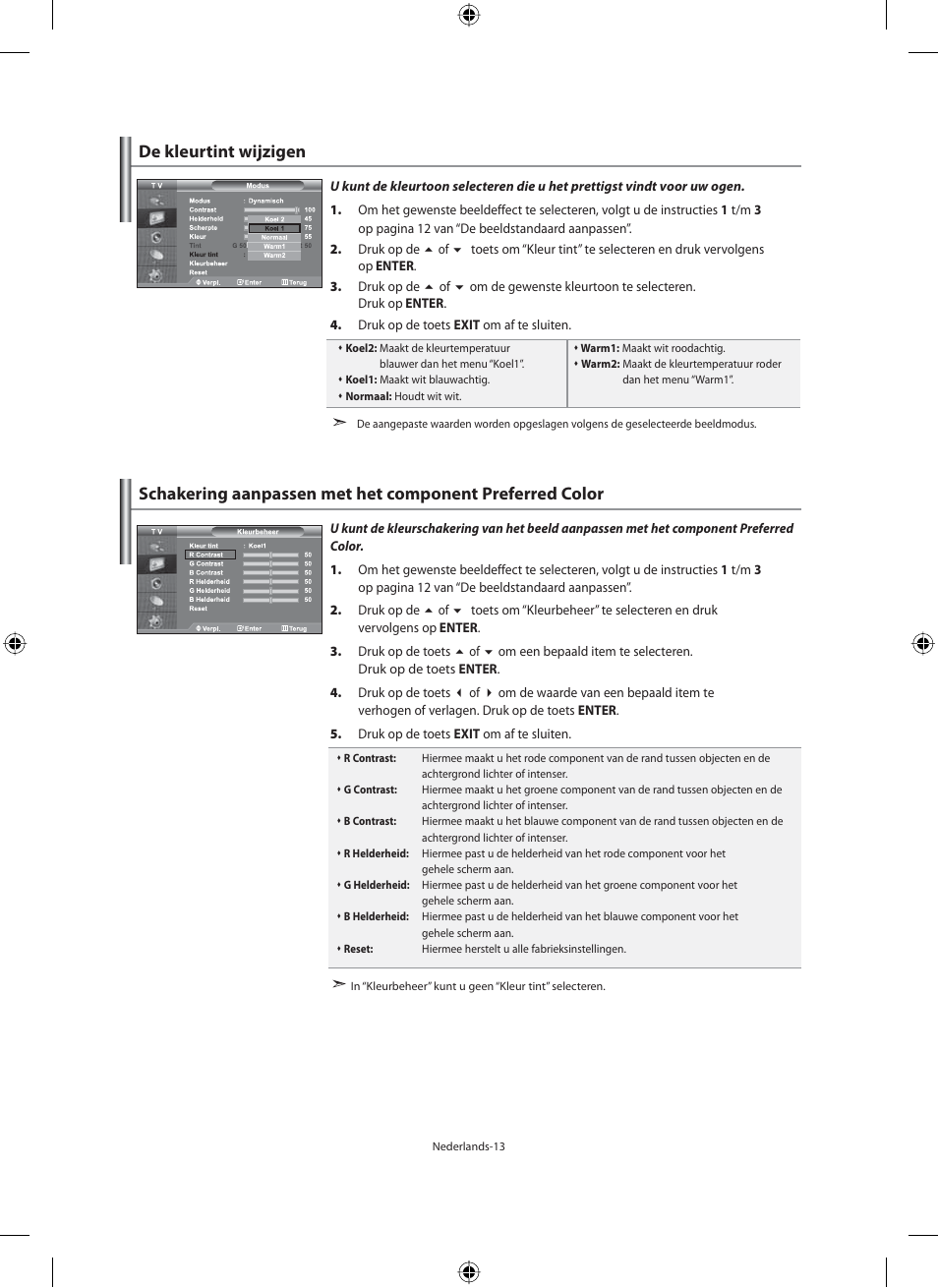De kleurtint wijzigen | Samsung LE46F71B User Manual | Page 147 / 312