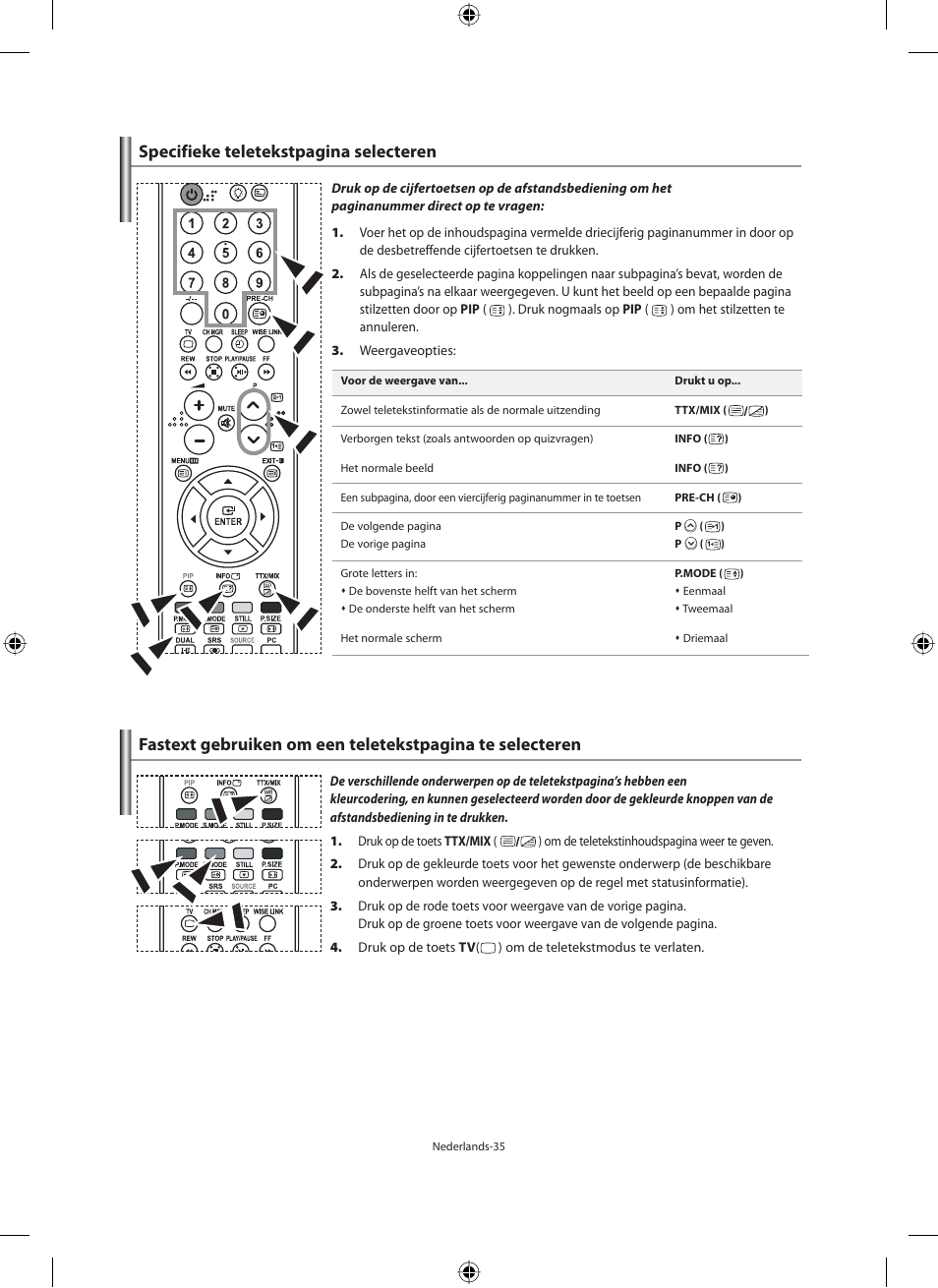 Specifieke teletekstpagina selecteren | Samsung LE46F71B User Manual | Page 169 / 312