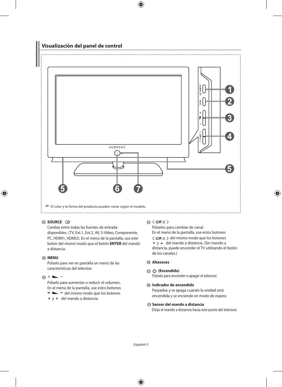 Visualización del panel de control | Samsung LE46F71B User Manual | Page 181 / 312