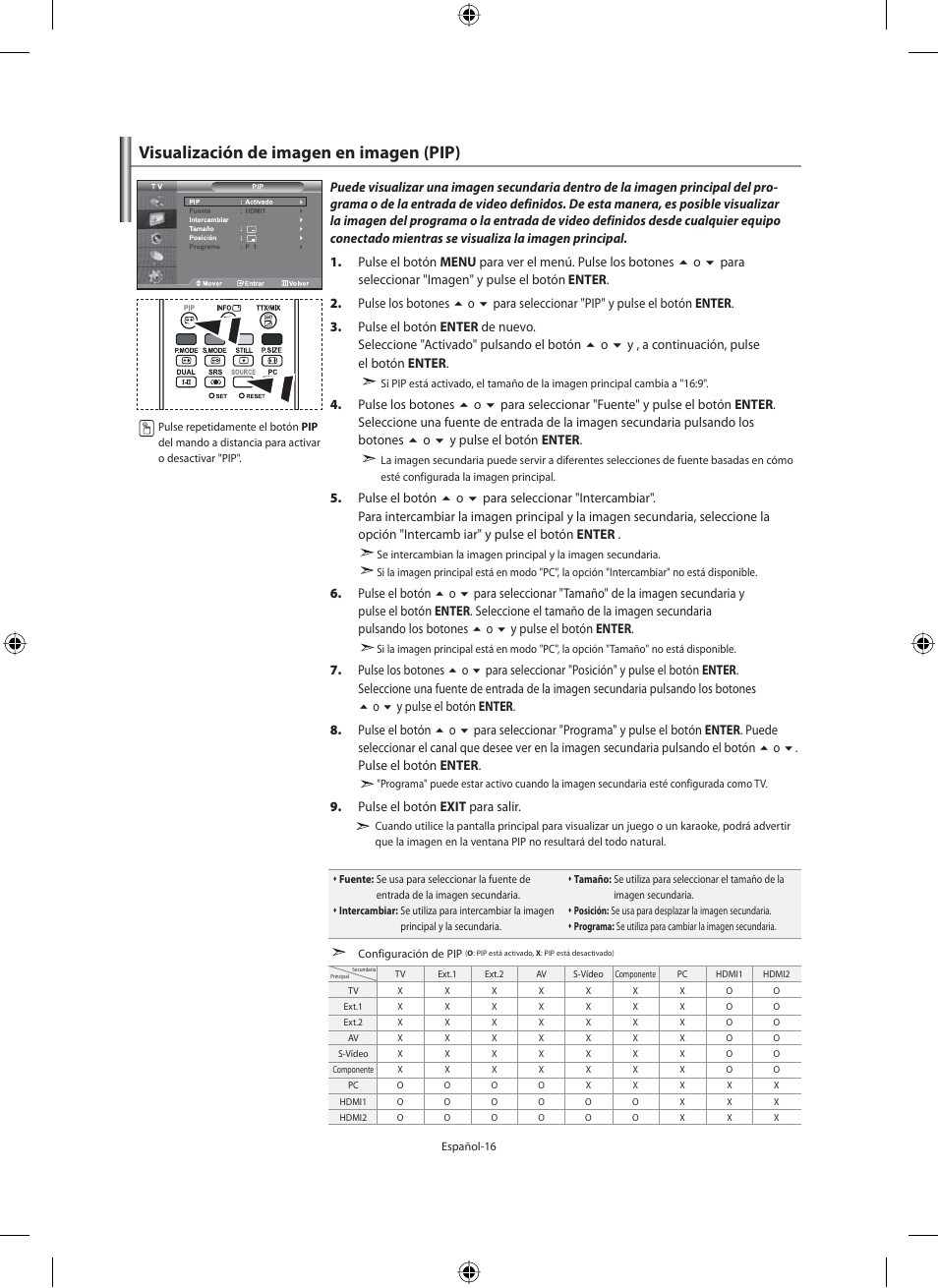 Visualización de imagen en imagen (pip) | Samsung LE46F71B User Manual | Page 194 / 312