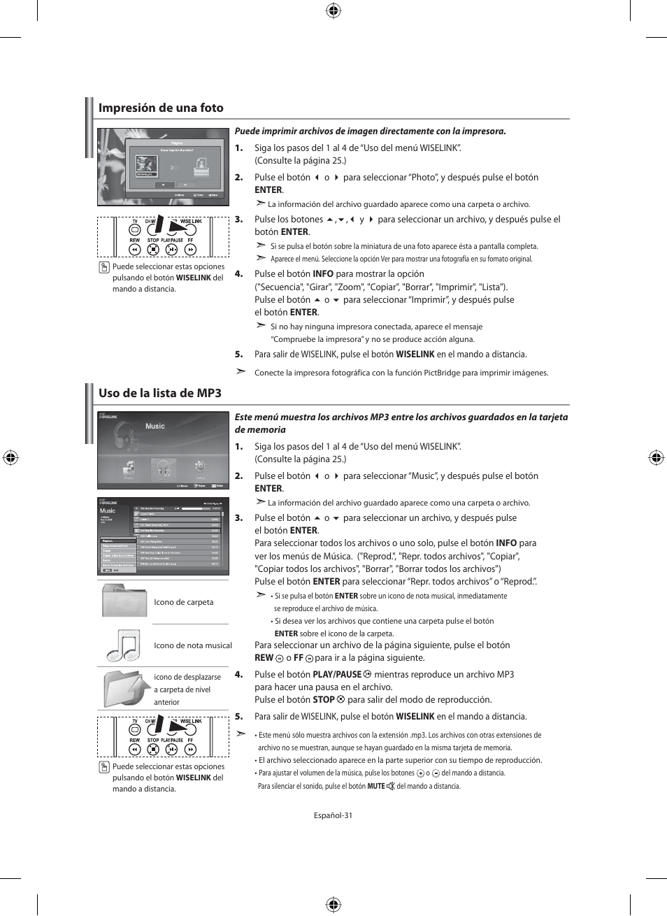 Uso de la lista de mp3, Impresión de una foto | Samsung LE46F71B User Manual | Page 209 / 312