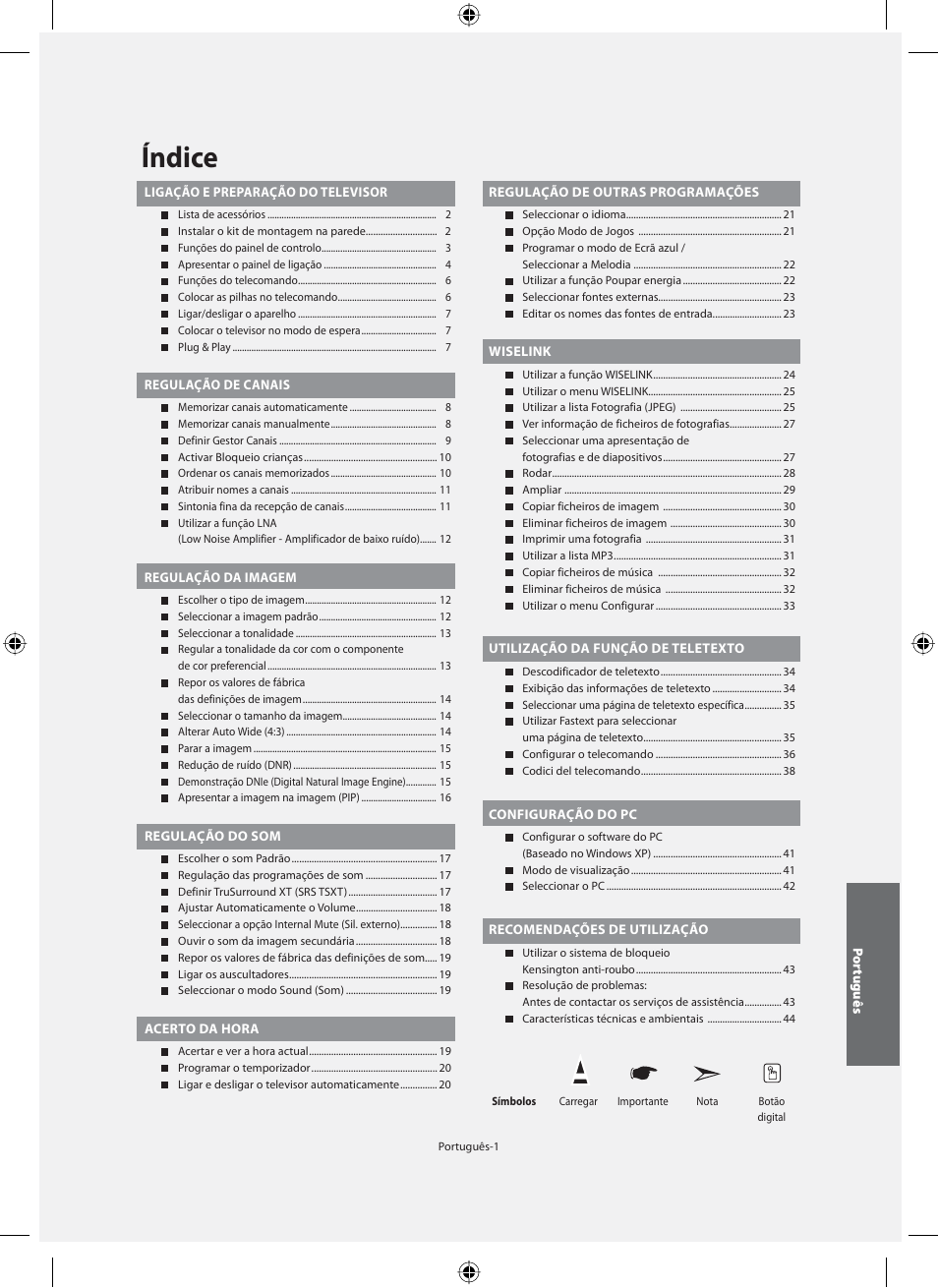 Índice | Samsung LE46F71B User Manual | Page 223 / 312