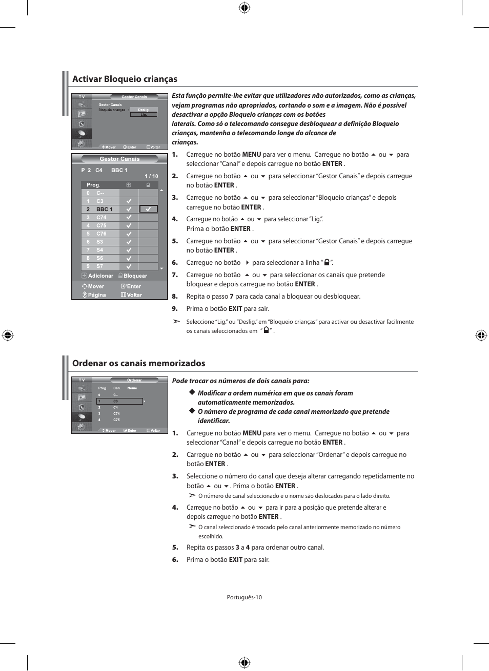 Activar bloqueio crianças | Samsung LE46F71B User Manual | Page 232 / 312